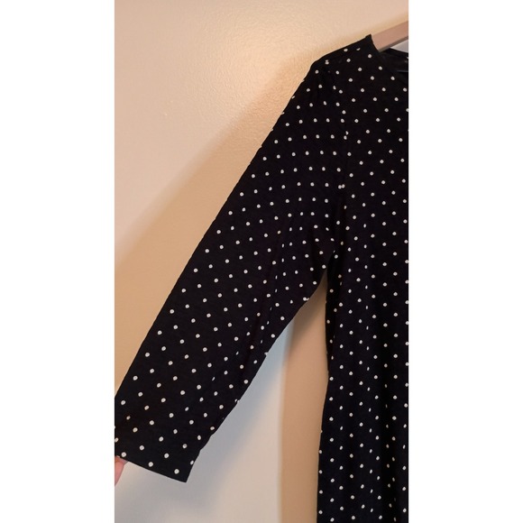 J.Jill Black Polka Dot Swing Top Medium 3/4 Sleeve A-Line Cotton Modal NWT Chic - Picture 3 of 9